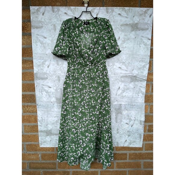 ME+EM GREEN/WHITE FLORAL MAXI DRESS, WRAP DETAIL. Size UK8/USA 4 - Picture 4 of 13